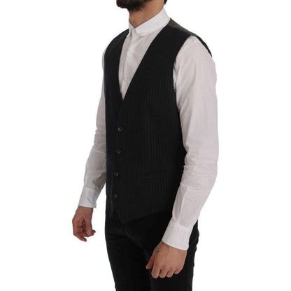 Dolce & Gabbana Gray STAFF Cotton Striped Vest