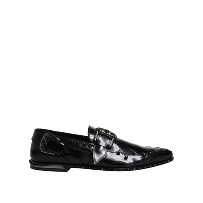 Dolce & Gabbana Black Embellished Derby Monk Strap Shoes