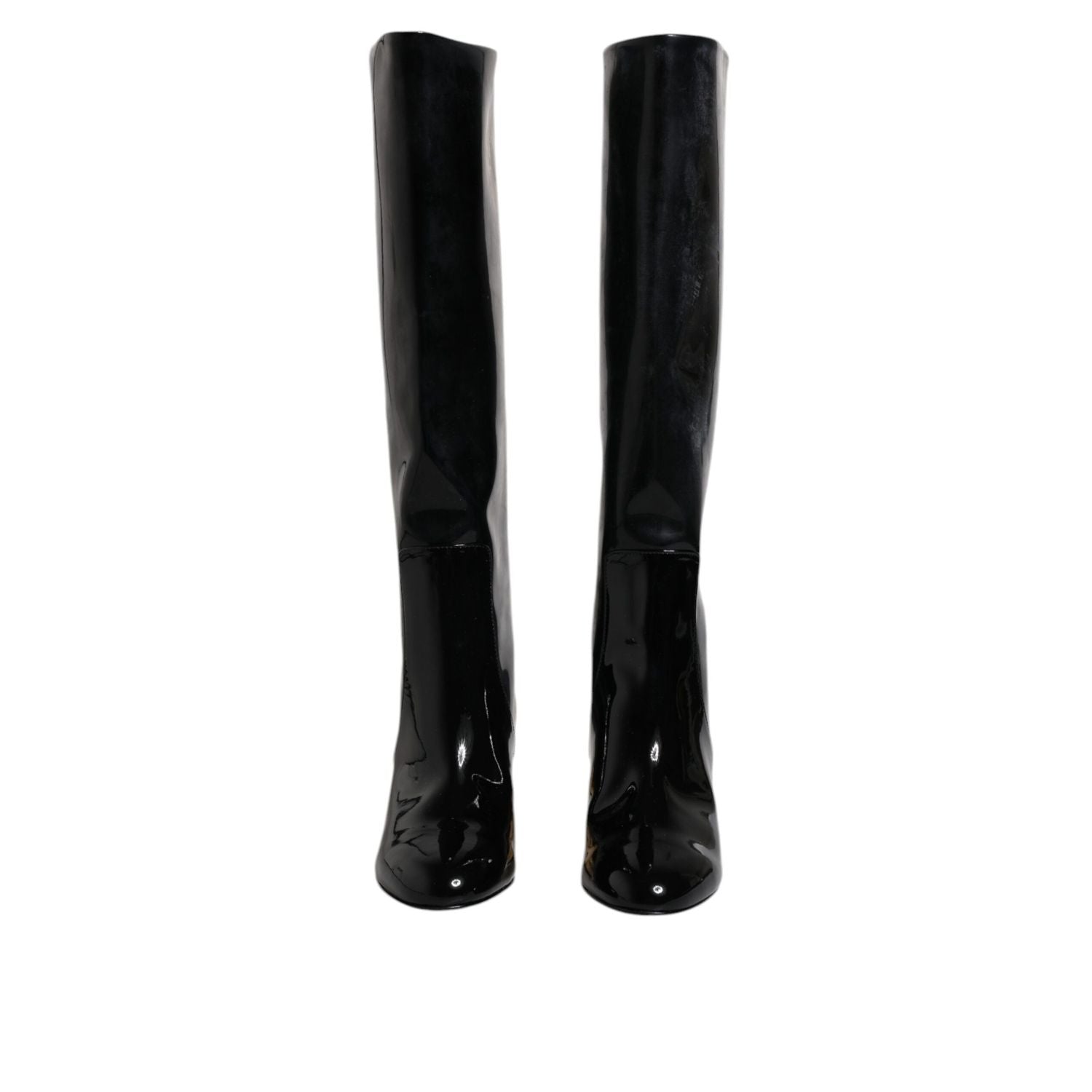 Dolce & Gabbana Black Patent Leather Vally High Boots Shoes