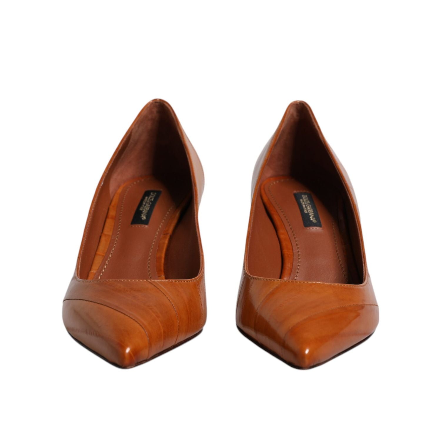 Dolce & Gabbana Brown Leather Kitten Heels Pumps Shoes