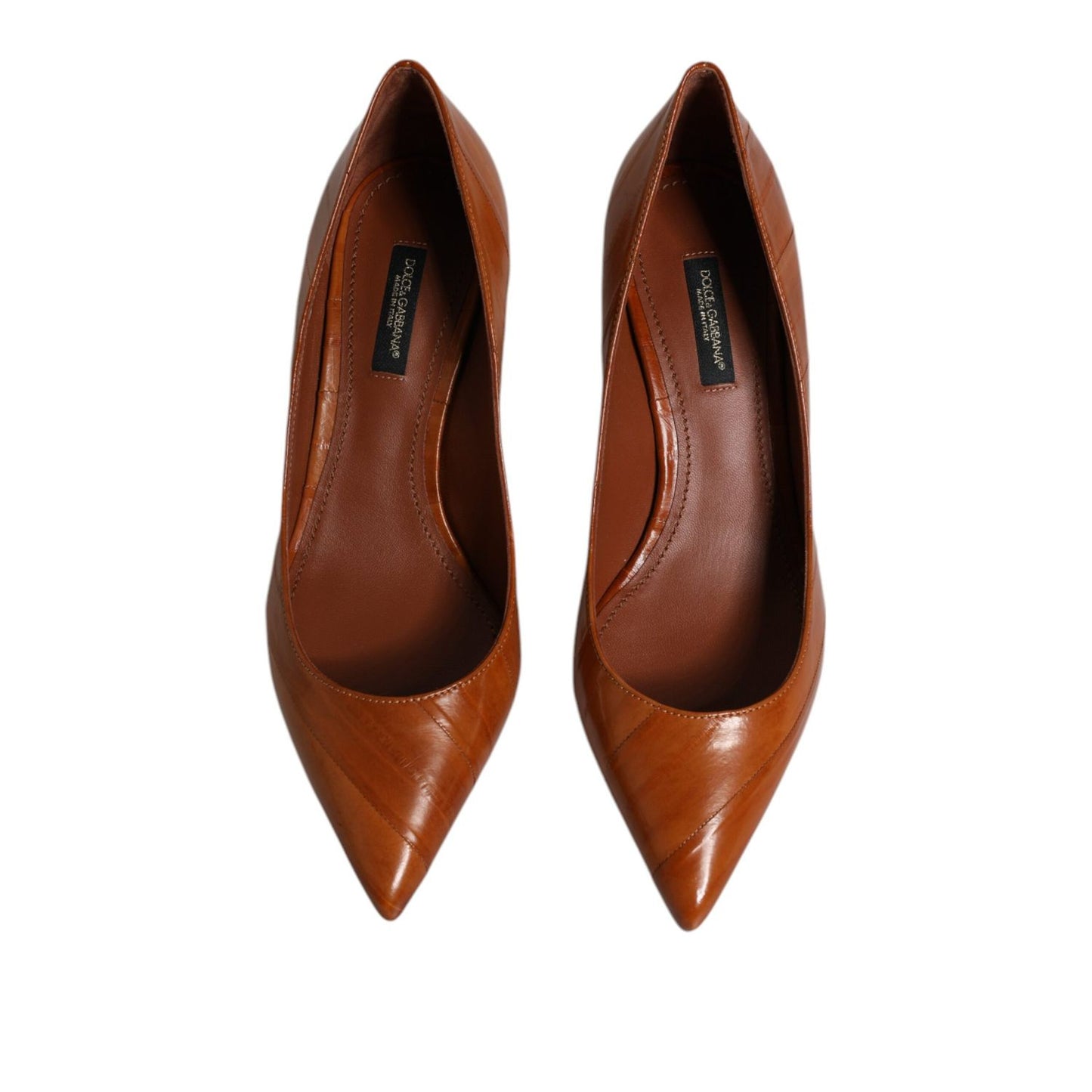 Dolce & Gabbana Brown Leather Kitten Heels Pumps Shoes