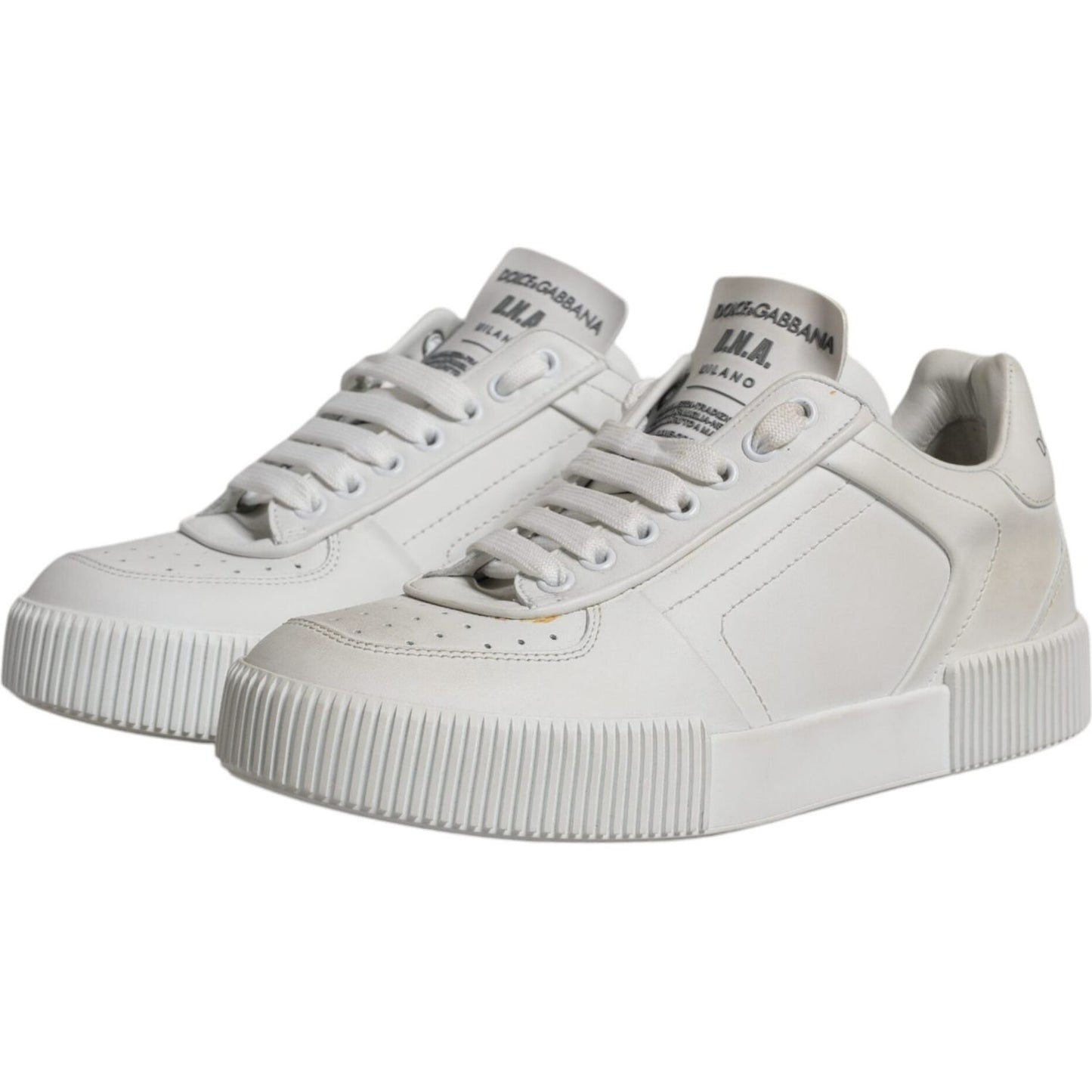 Dolce & Gabbana White Miami Leather Low Top Sneakers Shoes
