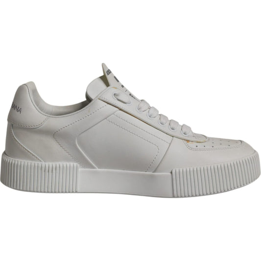 Dolce & Gabbana White Miami Leather Low Top Sneakers Shoes LA11993-36.5
