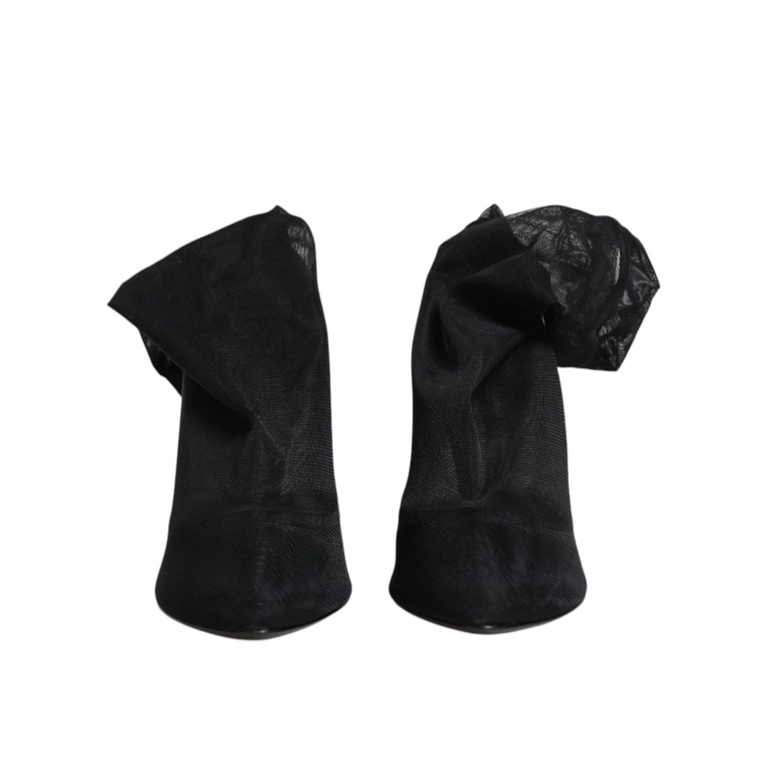 Dolce & Gabbana Black Silk Stretch Mesh Sock Boots Shoes