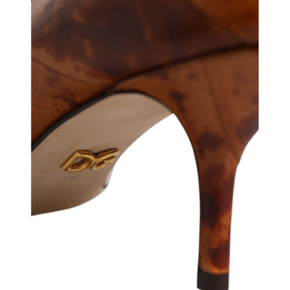 Dolce & Gabbana Brown Leather Kitten Heels Pumps Shoes