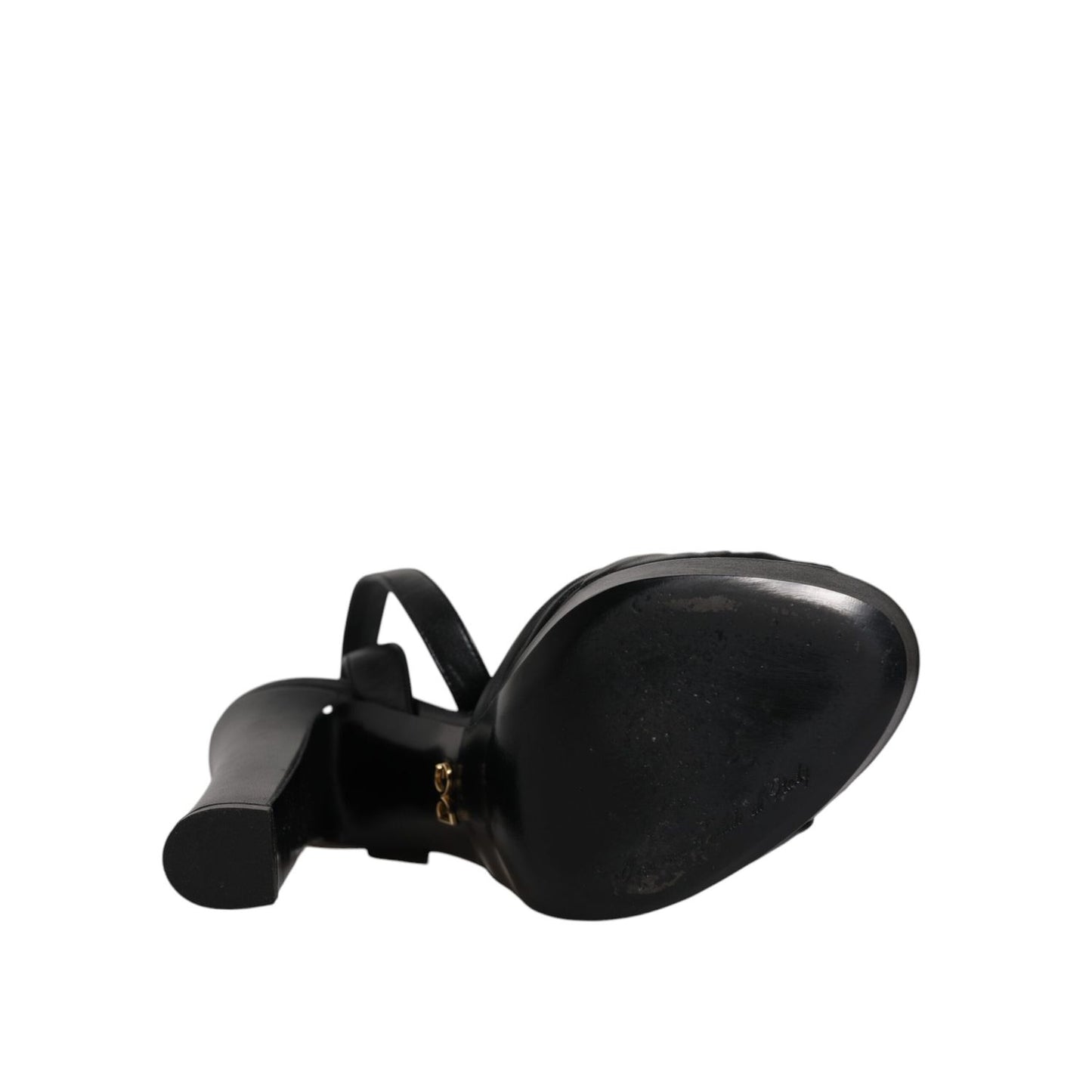 Dolce & Gabbana Black Leather Platform Heels Sandals Shoes