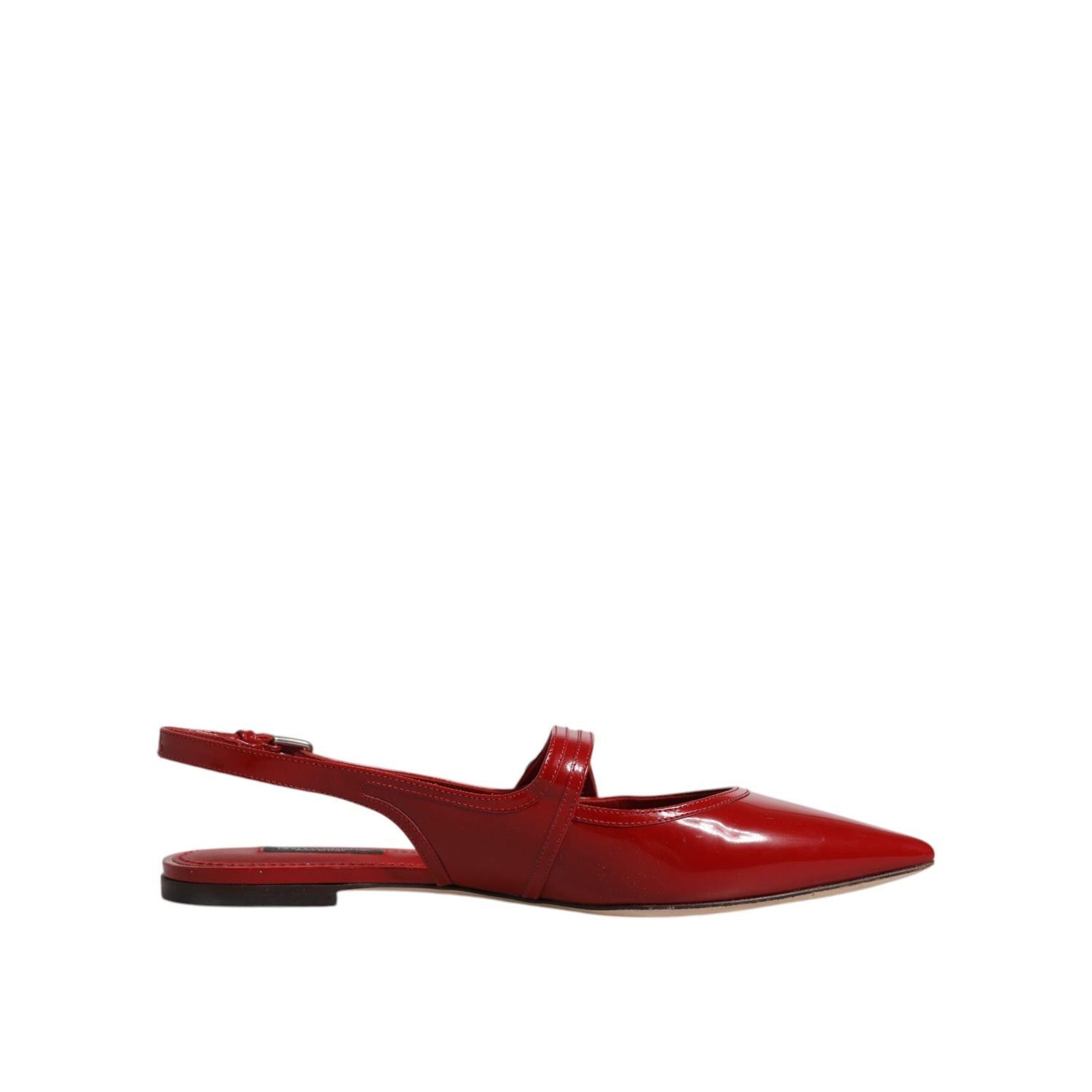Dolce & Gabbana Red Leather Slingback Flats Sandals Shoes