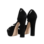 Dolce & Gabbana Black Leather Platform Heels Sandals Shoes