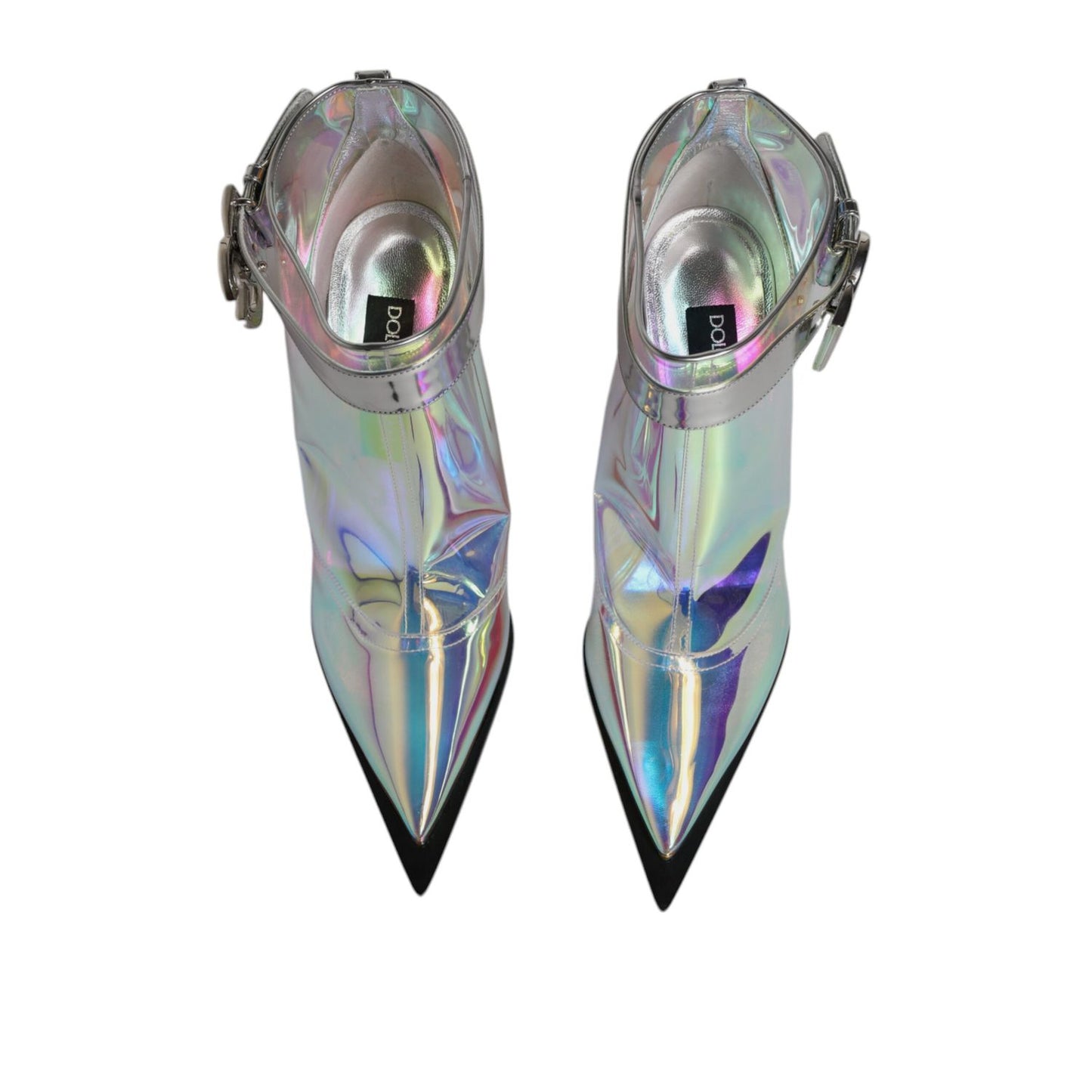 Dolce & Gabbana Shoes Silver Iridescent Pointed Short Boots Dolce & Gabbana