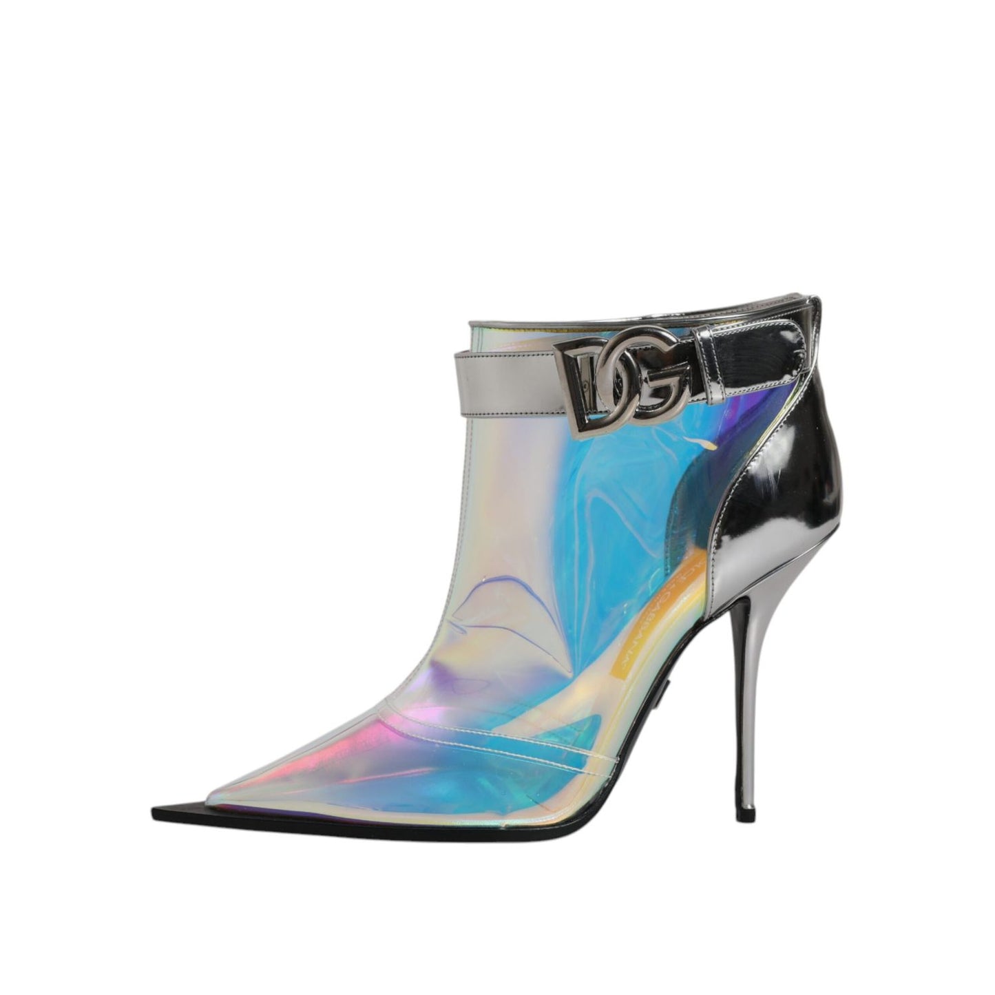 Dolce & Gabbana Shoes Silver Iridescent Pointed Short Boots Dolce & Gabbana