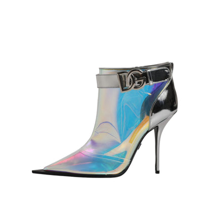 Dolce & Gabbana Shoes Silver Iridescent Pointed Short Boots Dolce & Gabbana