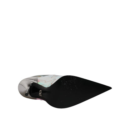 Dolce & Gabbana Shoes Silver Iridescent Pointed Short Boots Dolce & Gabbana