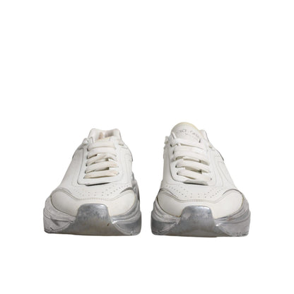 Dolce & Gabbana White Silver Daymaster Low Top Sneakers Shoes