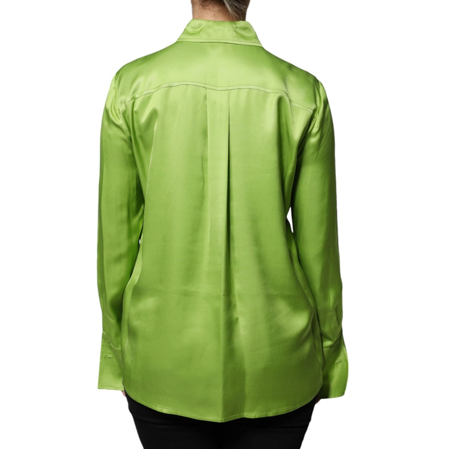 Patrizia Pepe Green Viscose Long Sleeves Collared Blouse Top