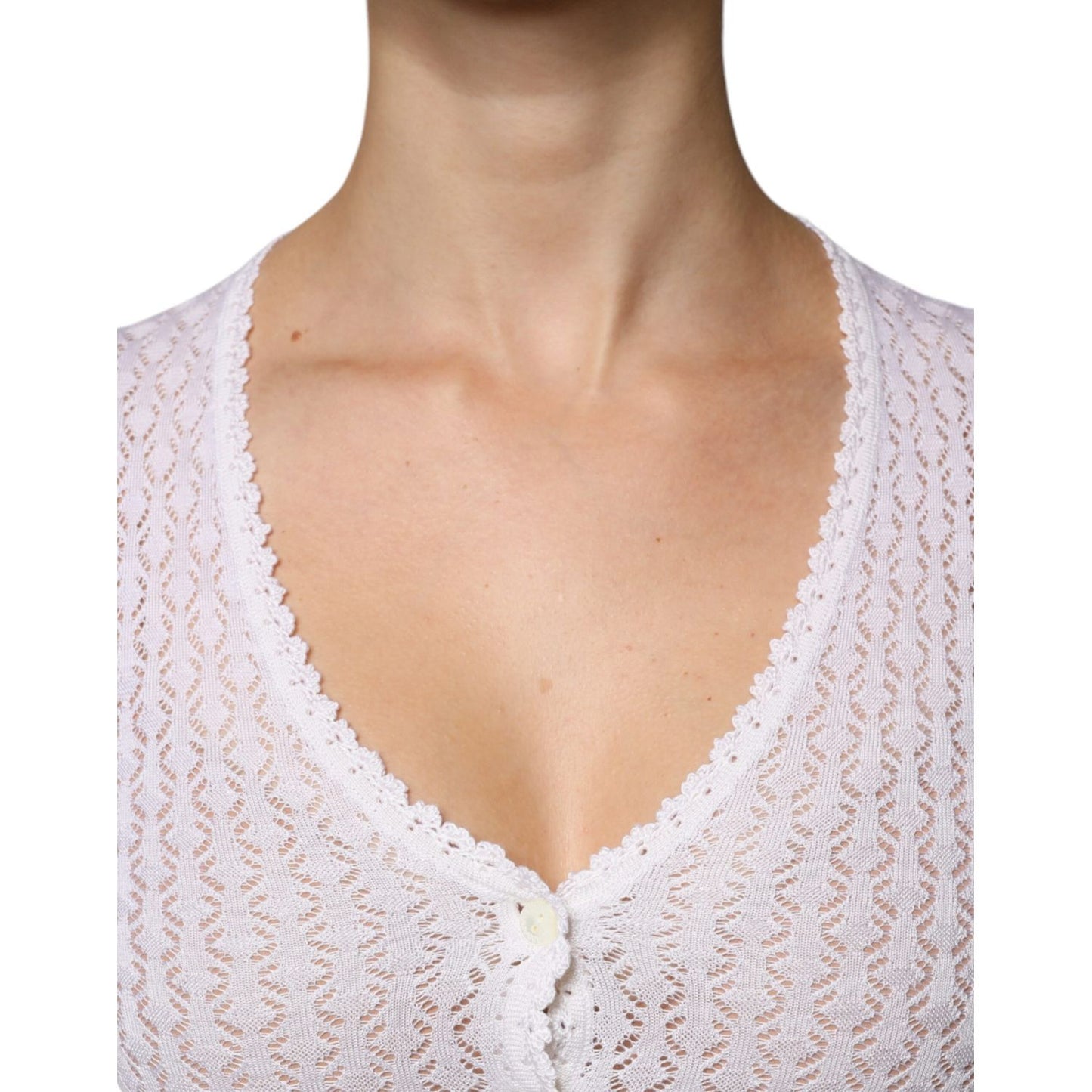 Dolce & Gabbana White Silk Button Down Cardigan Sweater