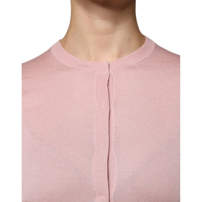 Dolce & Gabbana Pink Wool Knit Button Down Cardigan Sweater