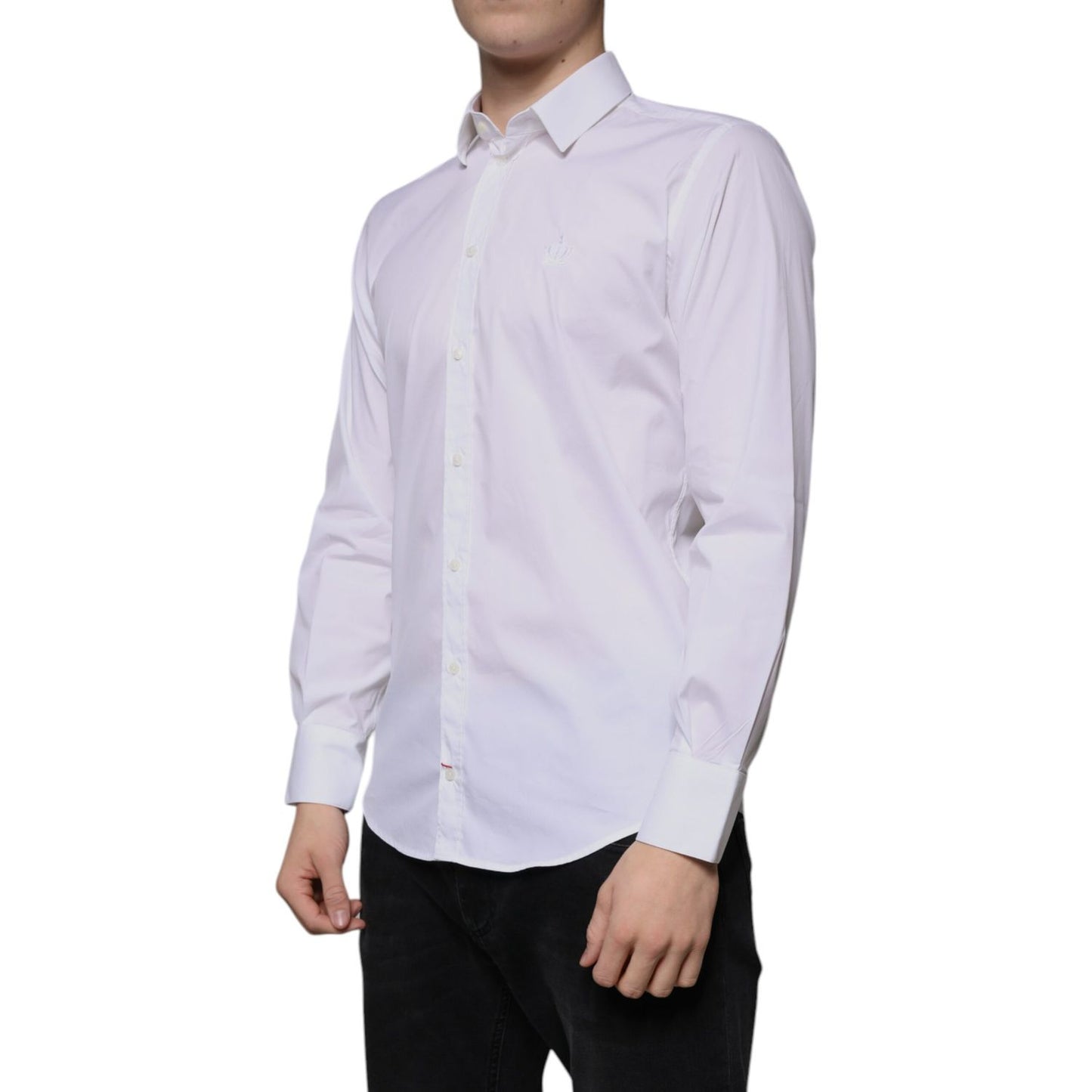 Dolce & Gabbana White Cotton Blend Men MARTINI Dress Shirt Dolce & Gabbana