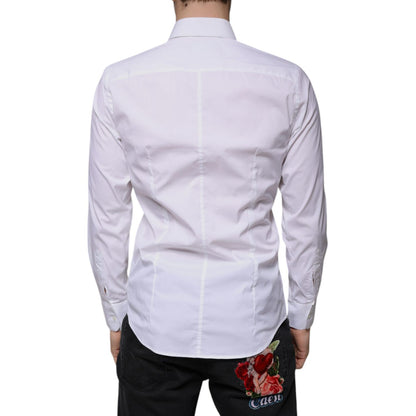 Dolce & Gabbana White Cotton Blend Men MARTINI Dress Shirt Dolce & Gabbana