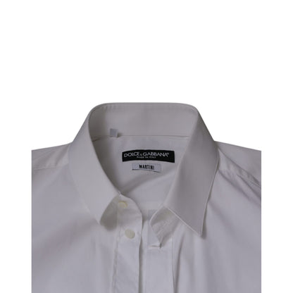 Dolce & Gabbana White Cotton Blend Men MARTINI Dress Shirt Dolce & Gabbana