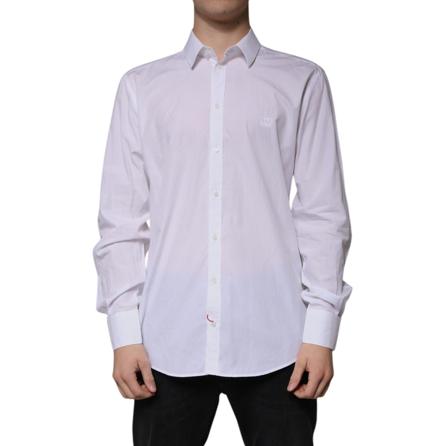 Dolce & Gabbana White Cotton Slim Fit MARTINI Dress Shirt