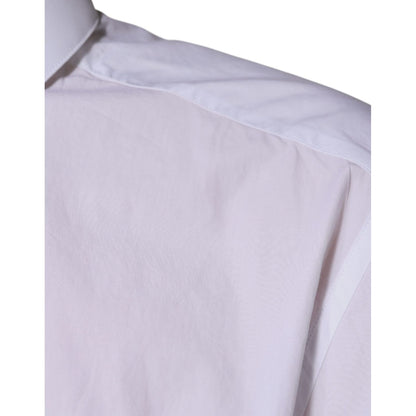 Dolce & Gabbana White Logo Cotton Slim Fit GOLD Dress Shirt