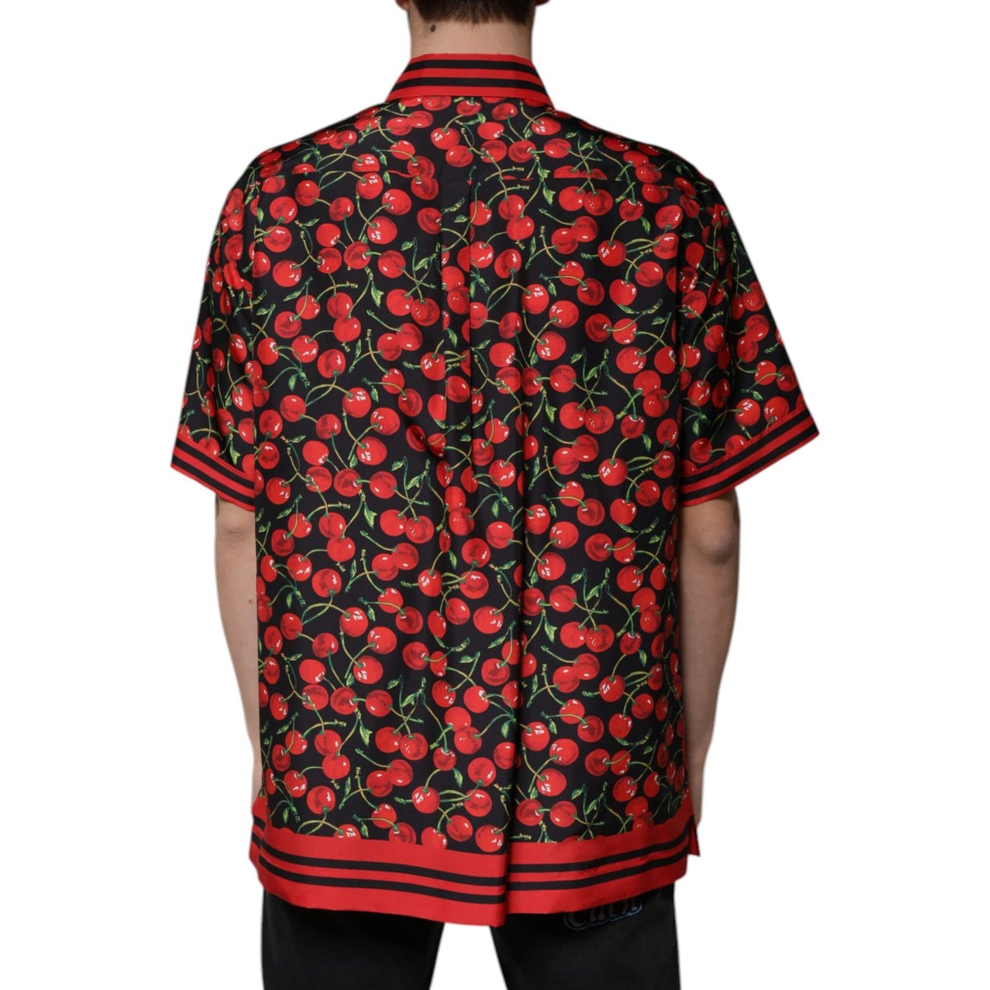 Dolce & Gabbana Black Cherry Silk Button Down Casual Shirt Dolce & Gabbana
