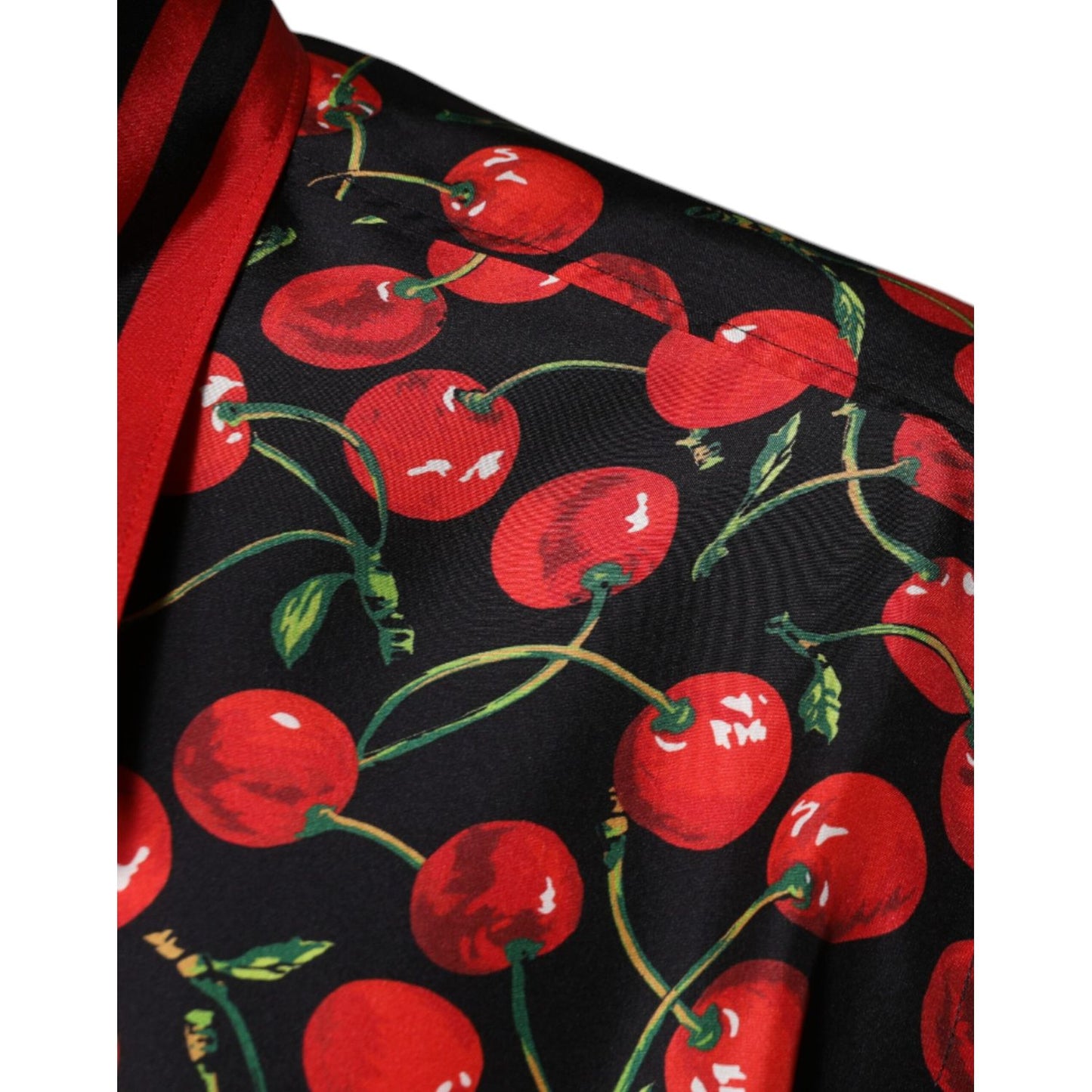Dolce & Gabbana Black Cherry Silk Button Down Casual Shirt Dolce & Gabbana