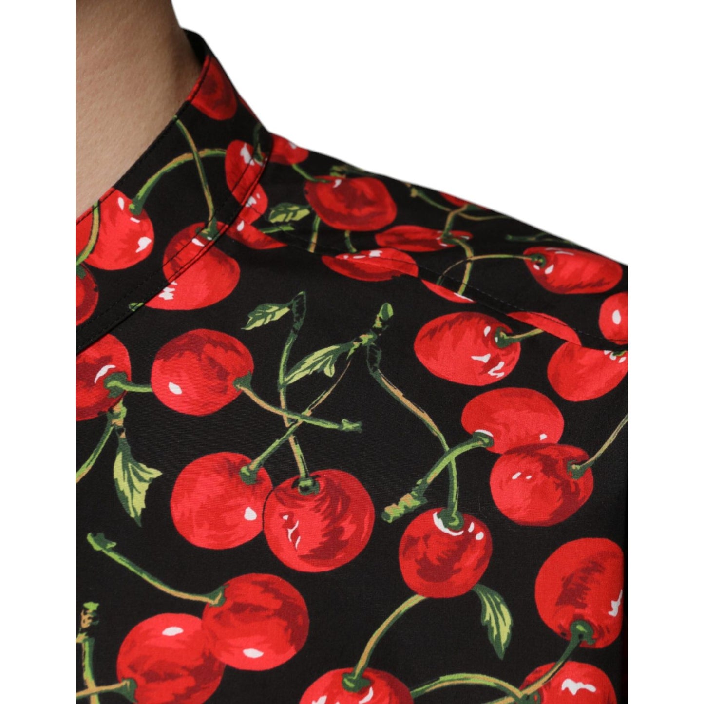 Dolce & Gabbana Black Cherry Cotton Button Down Casual Shirt Dolce & Gabbana