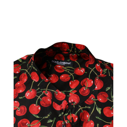 Dolce & Gabbana Black Cherry Cotton Button Down Casual Shirt Dolce & Gabbana