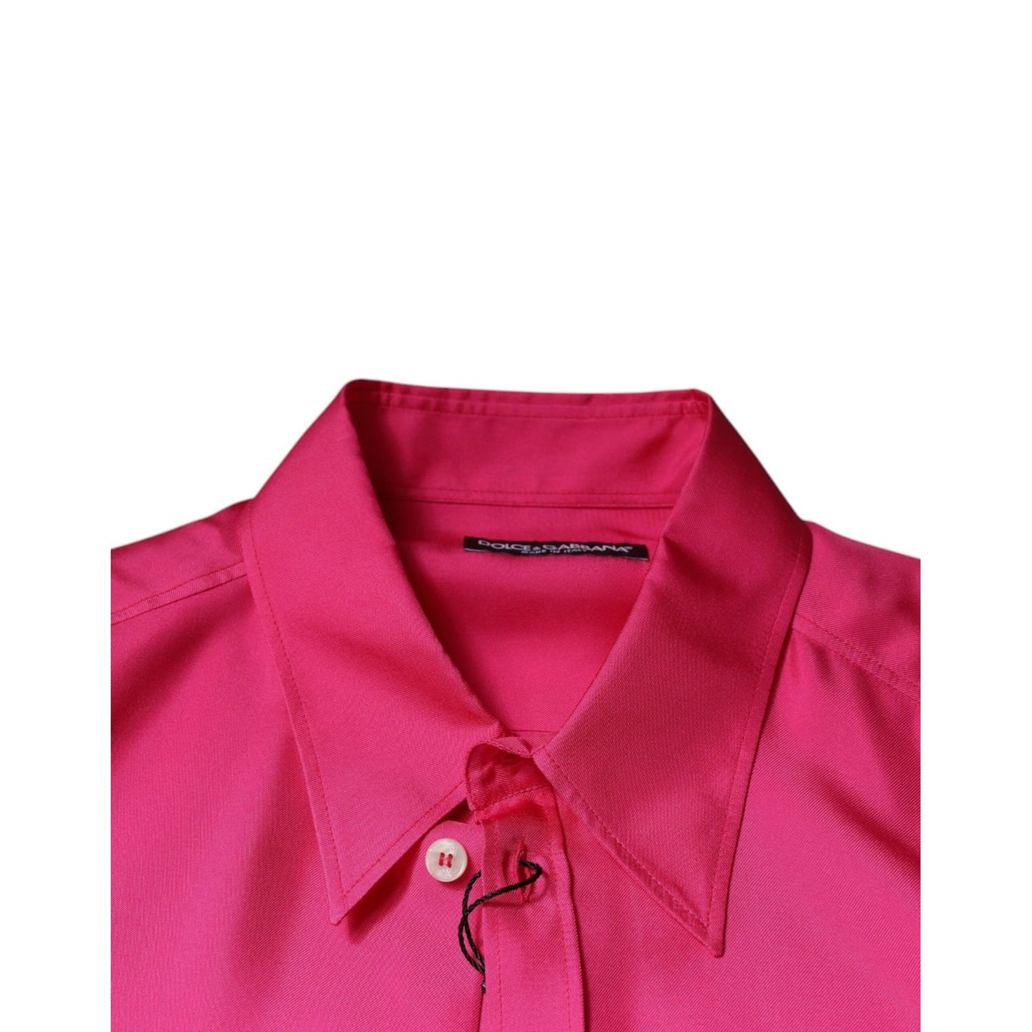 Dolce & Gabbana Pink Silk Collared Button Down Men Shirt Dolce & Gabbana