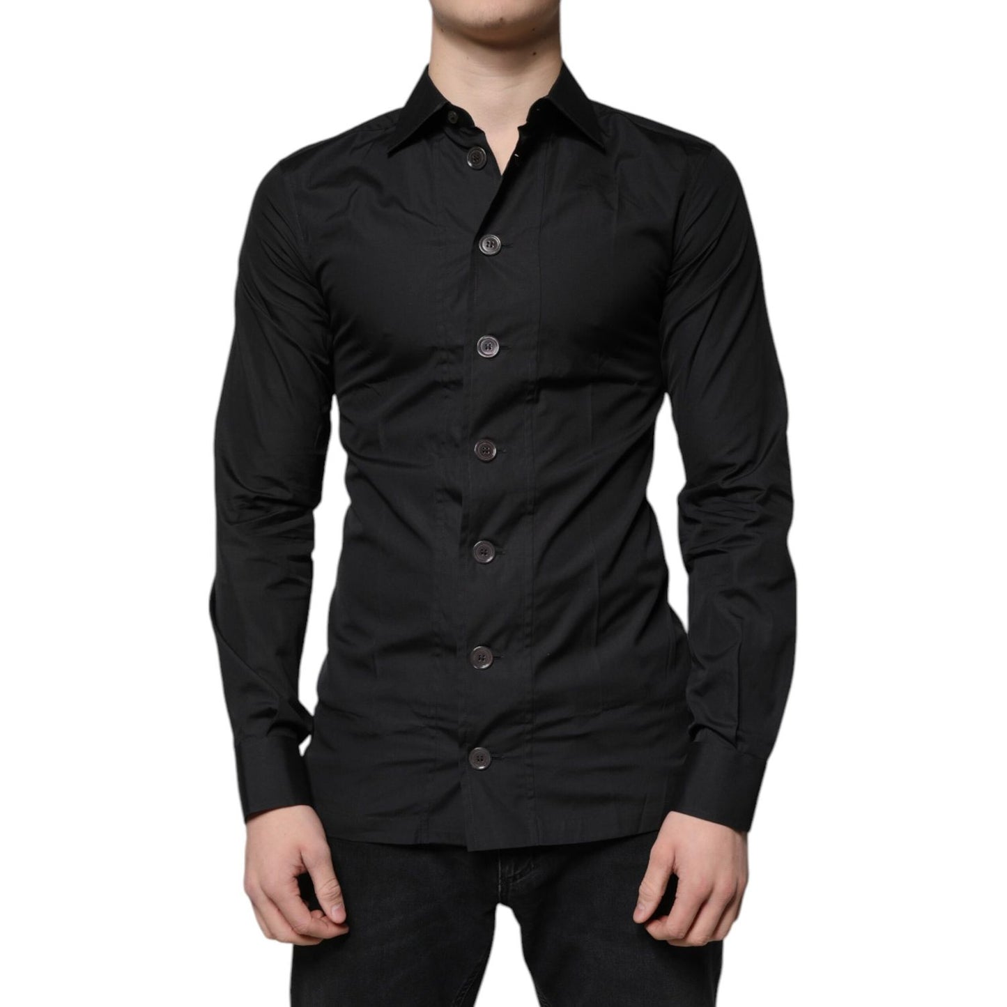 Dolce & Gabbana Black Cotton Formal Long Sleeves Dress Shirt Dolce & Gabbana