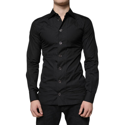 Dolce & Gabbana Black Cotton Formal Long Sleeves Dress Shirt Dolce & Gabbana