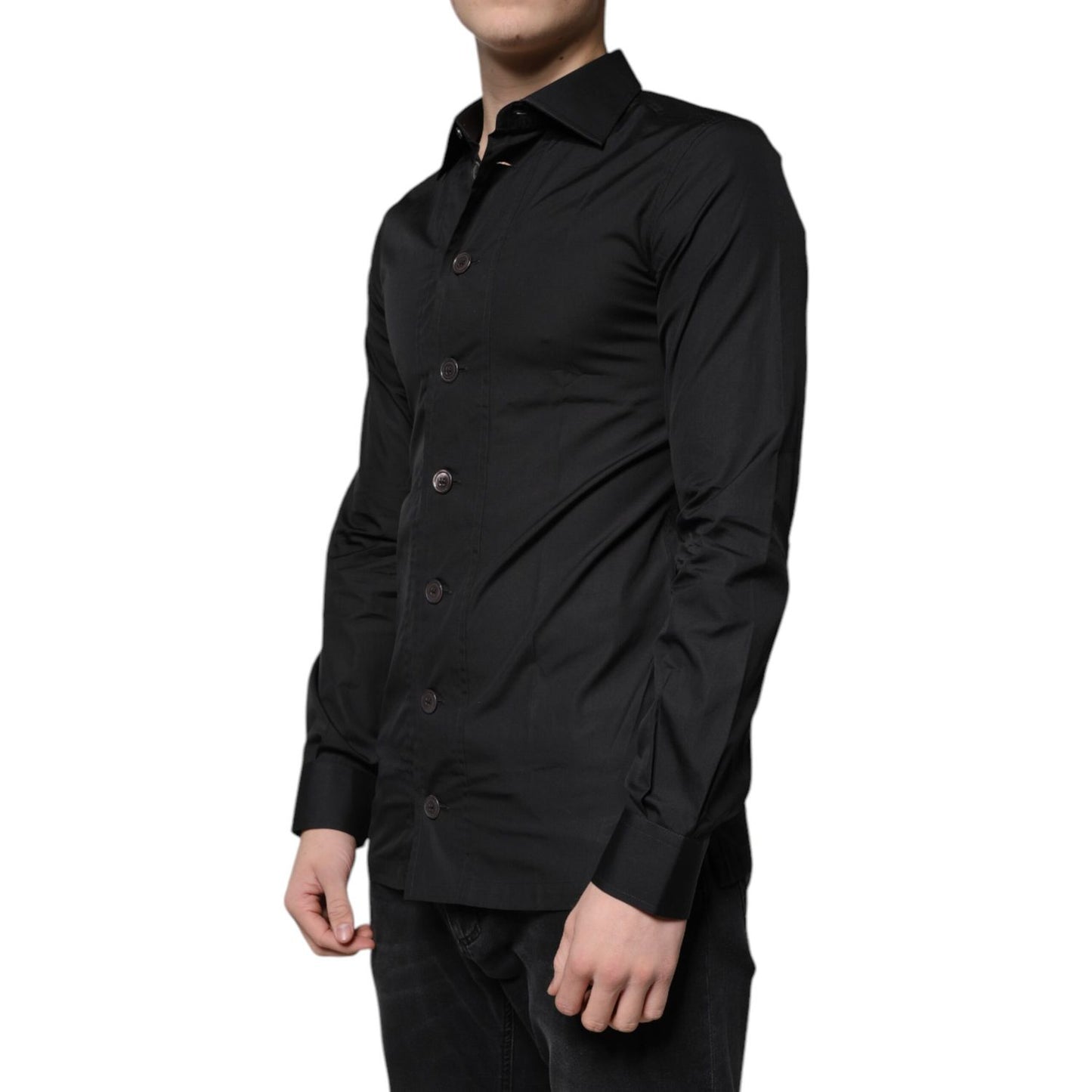 Dolce & Gabbana Black Cotton Formal Long Sleeves Dress Shirt Dolce & Gabbana