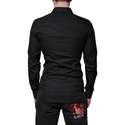 Dolce & Gabbana Black Cotton Formal Long Sleeves Dress Shirt Dolce & Gabbana