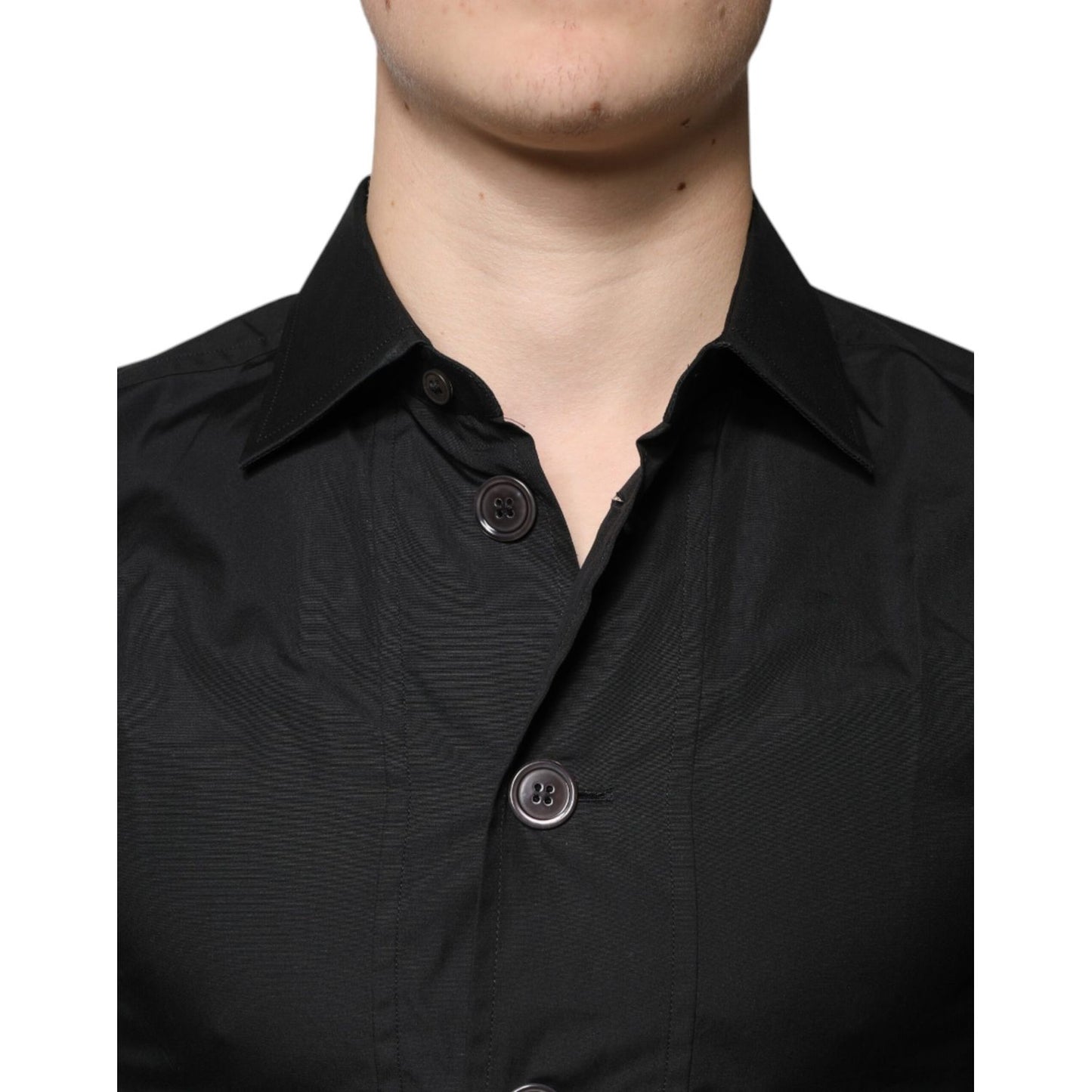 Dolce & Gabbana Black Cotton Formal Long Sleeves Dress Shirt Dolce & Gabbana