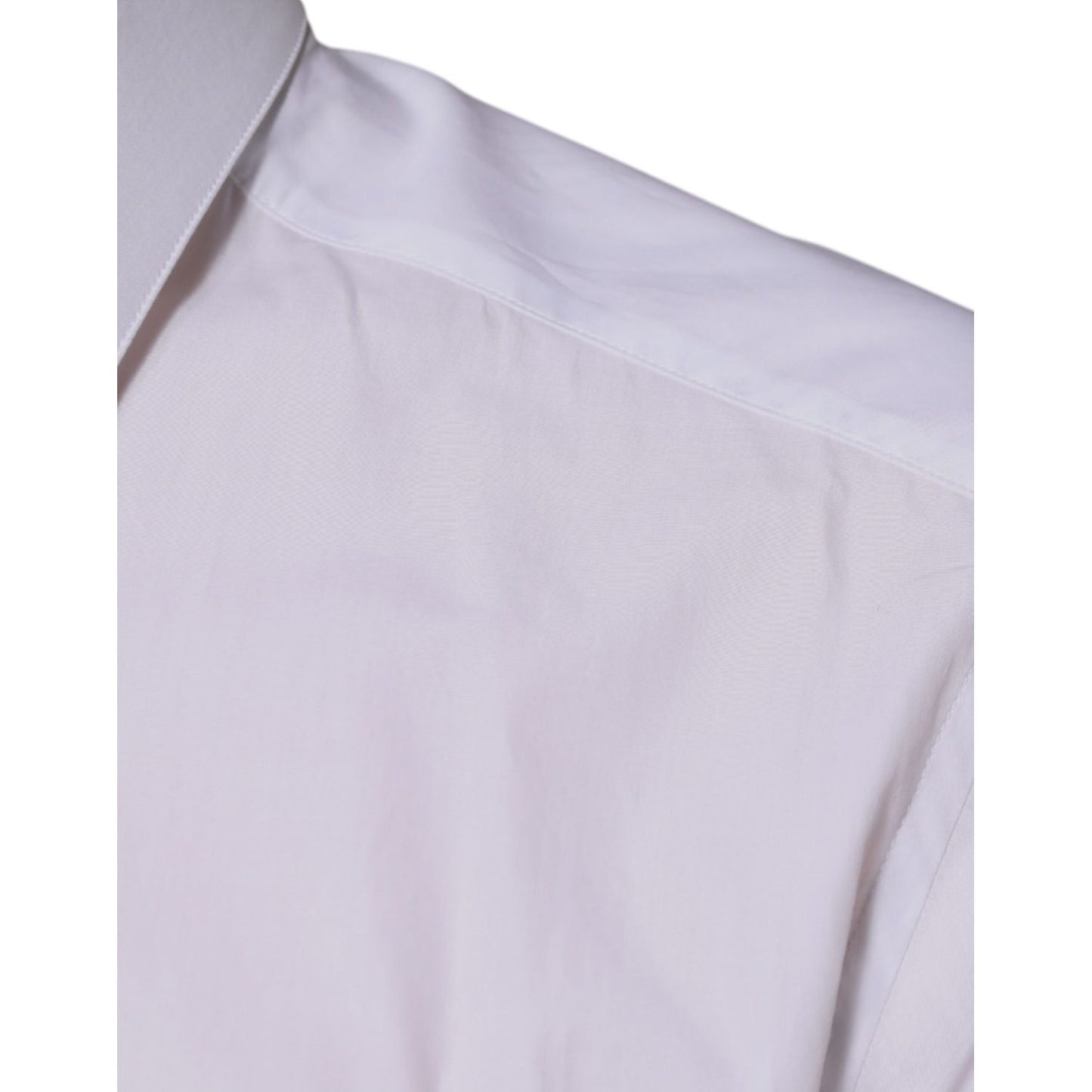 Dolce & Gabbana White Cotton Logo Formal Men GOLD Dress Shirt Dolce & Gabbana