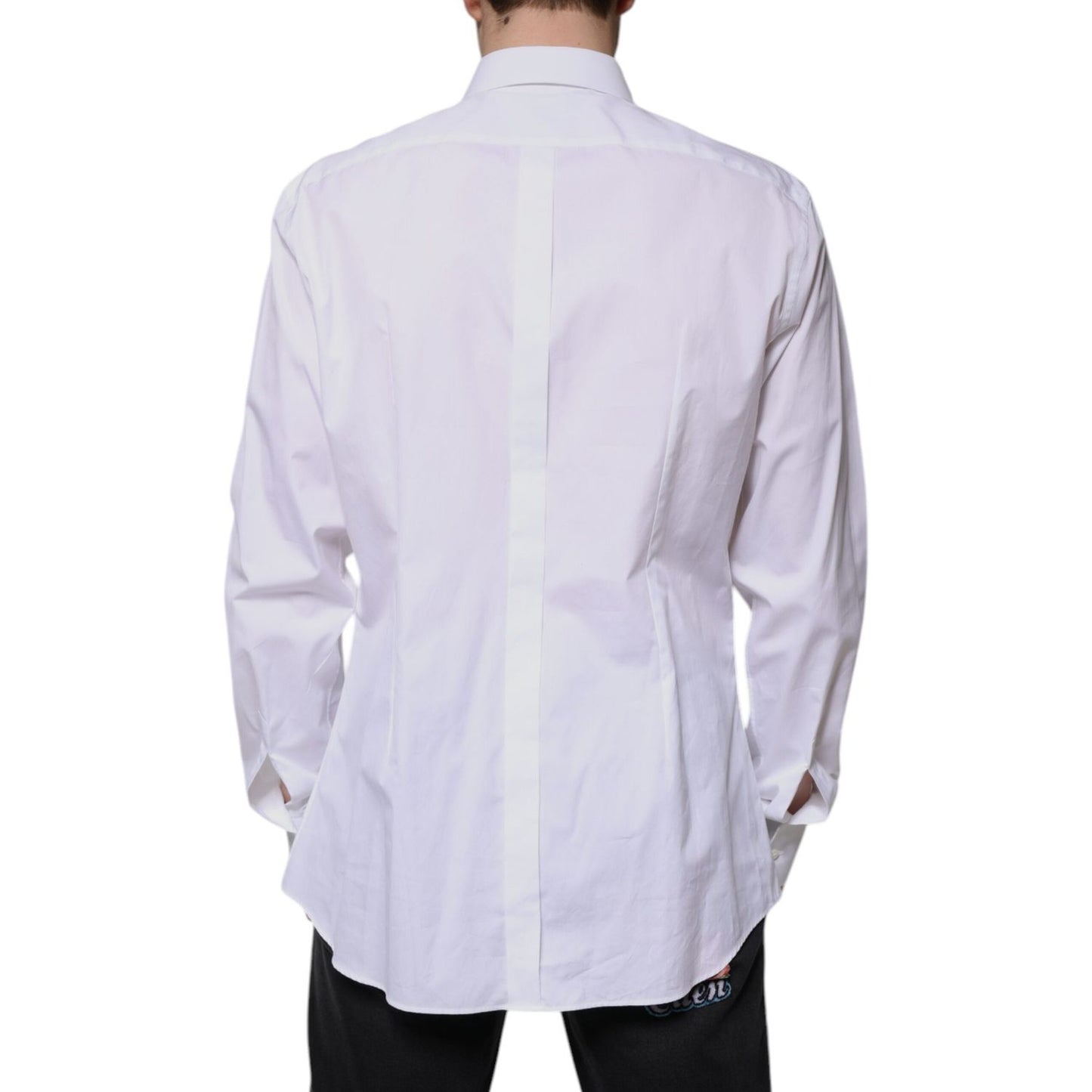 Dolce & Gabbana White Bib Cotton Poplin GOLD Formal Shirt Dolce & Gabbana