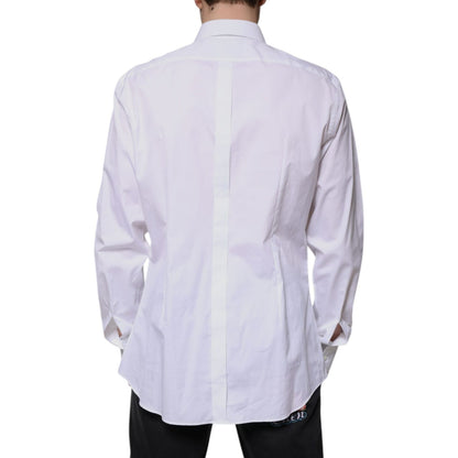 Dolce & Gabbana White Bib Cotton Poplin GOLD Formal Shirt Dolce & Gabbana