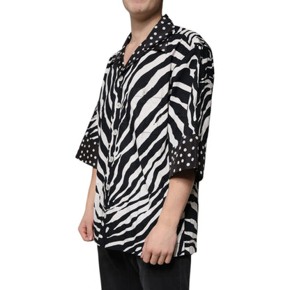 Dolce & Gabbana Black White Zebra Button Down Oversize Shirt Dolce & Gabbana