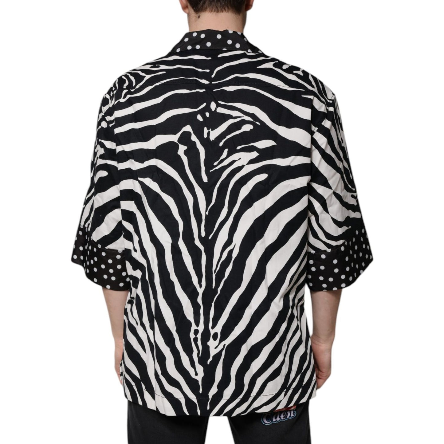 Dolce & Gabbana Black White Zebra Button Down Oversize Shirt Dolce & Gabbana