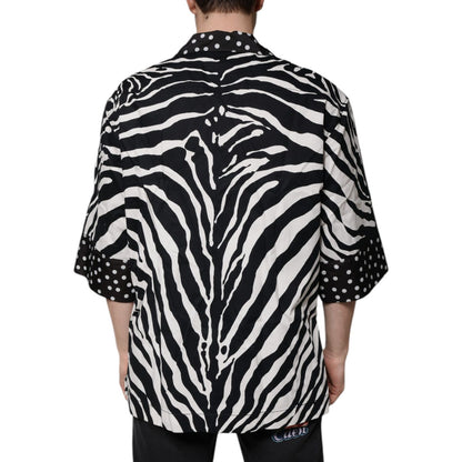Dolce & Gabbana Black White Zebra Button Down Oversize Shirt Dolce & Gabbana