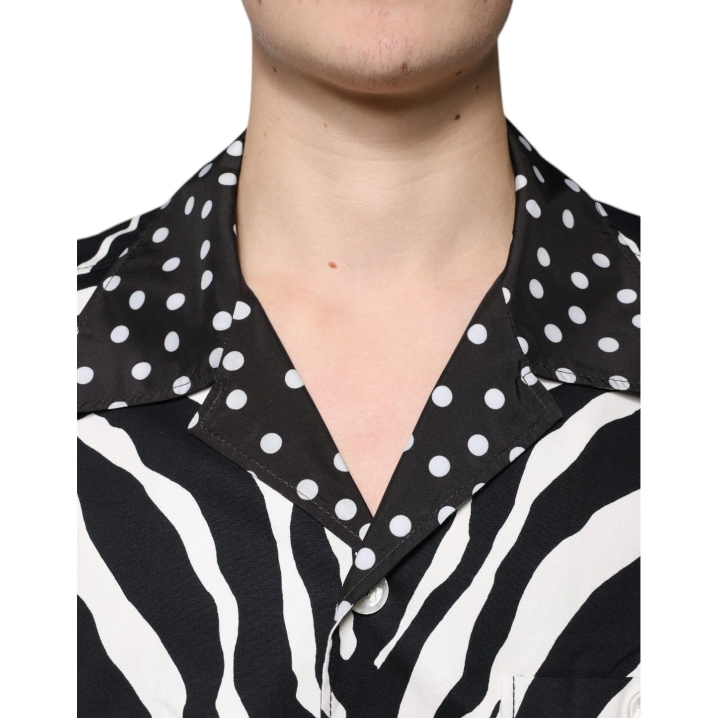 Dolce & Gabbana Black White Zebra Button Down Oversize Shirt Dolce & Gabbana