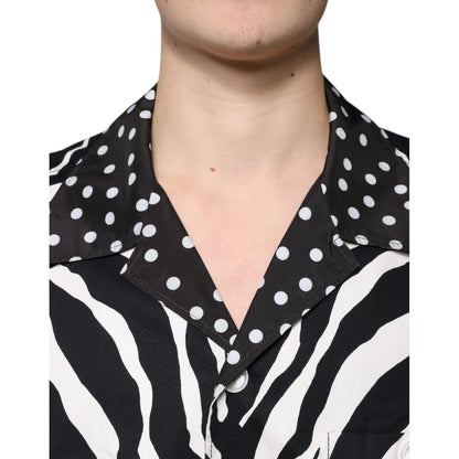 Dolce & Gabbana Black White Zebra Button Down Oversize Shirt Dolce & Gabbana