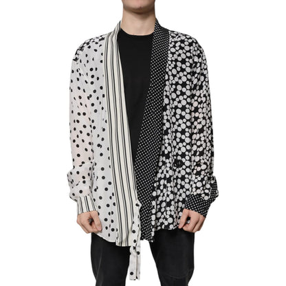 Dolce & Gabbana Black White Polka Dots Silk Men Casual Shirt Dolce & Gabbana