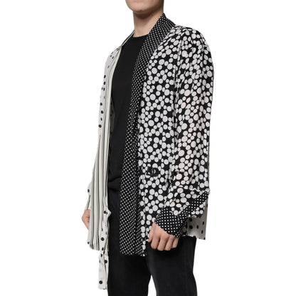 Dolce & Gabbana Black White Polka Dots Silk Men Casual Shirt Dolce & Gabbana