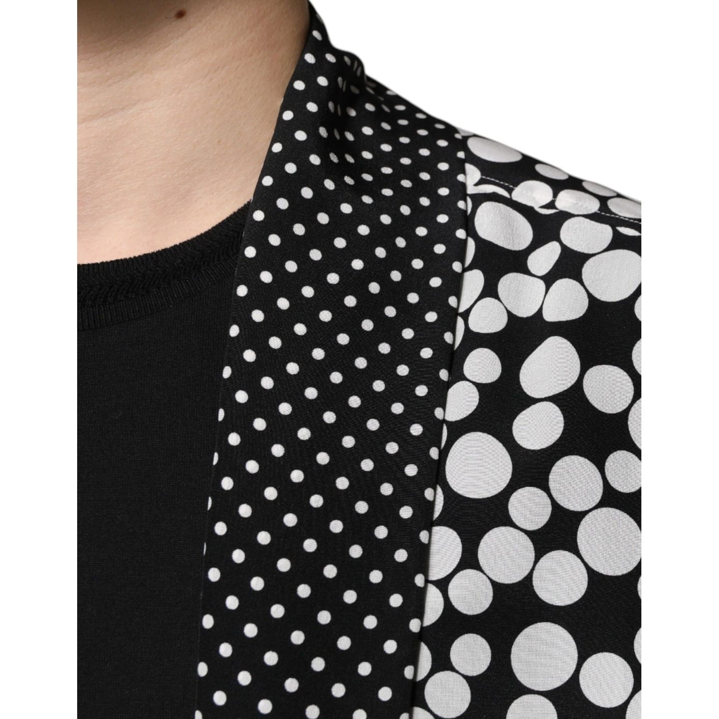 Dolce & Gabbana Black White Polka Dots Silk Men Casual Shirt Dolce & Gabbana
