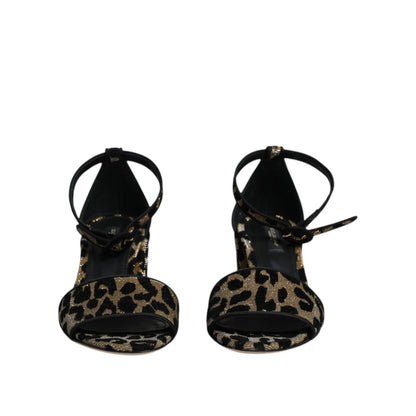 Dolce & Gabbana Gold Leopard Lurex Ankle Strap Heels Sandals Shoes Dolce & Gabbana