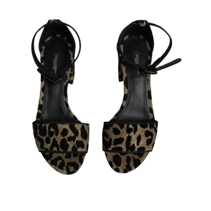 Dolce & Gabbana Gold Leopard Lurex Ankle Strap Heels Sandals Shoes Dolce & Gabbana
