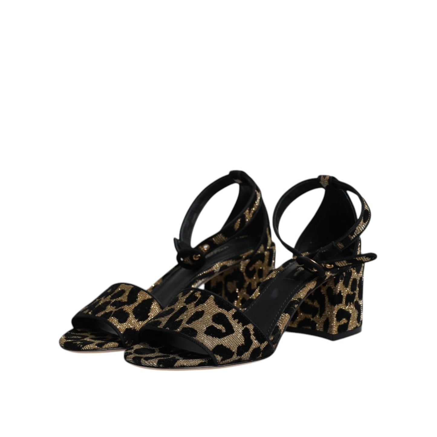 Dolce & Gabbana Gold Leopard Lurex Ankle Strap Heels Sandals Shoes Dolce & Gabbana