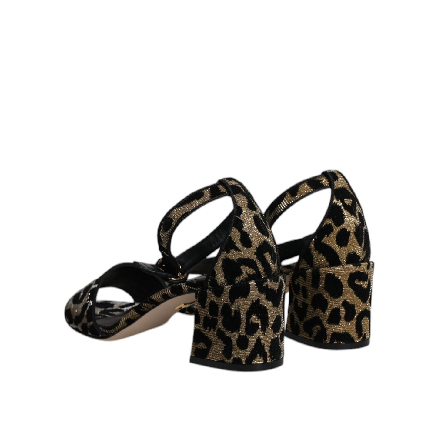 Dolce & Gabbana Gold Leopard Lurex Ankle Strap Heels Sandals Shoes Dolce & Gabbana